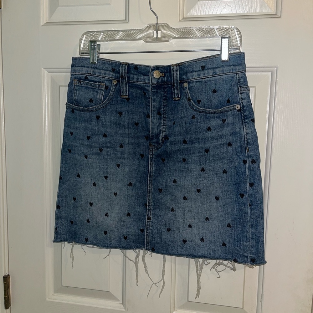 Jeans skirt with black heart design